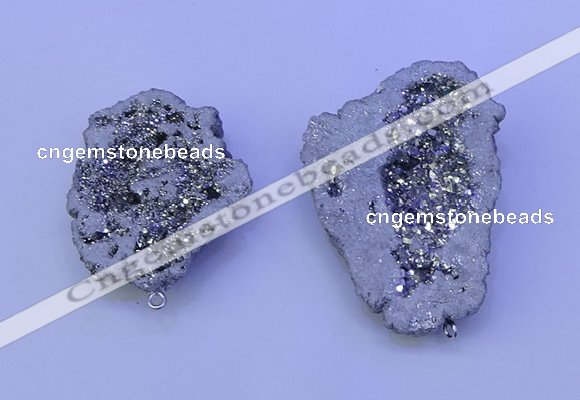 NGP3717 28*35mm - 40*45mm freeform plated druzy agate pendants