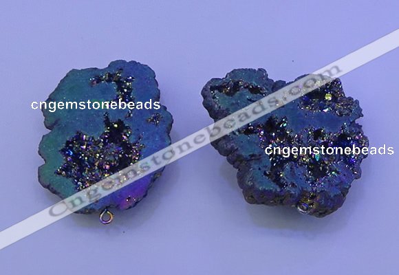 NGP3721 28*35mm - 40*45mm freeform plated druzy agate pendants