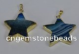 NGP3739 35*35mm star agate gemstone pendants wholesale