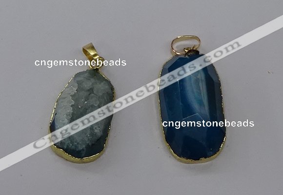 NGP3785 15*30mm - 18*35mm freeform druzy agate pendants