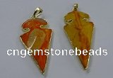 NGP3802 25*50mm - 28*55mm arrowhead agate gemstone pendants