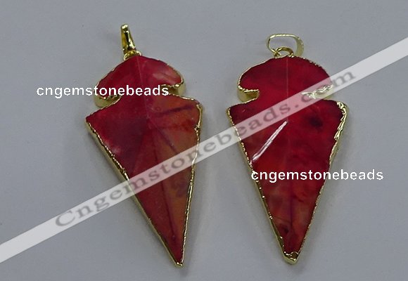 NGP3803 25*50mm - 28*55mm arrowhead agate gemstone pendants