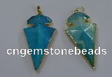 NGP3804 25*50mm - 28*55mm arrowhead agate gemstone pendants