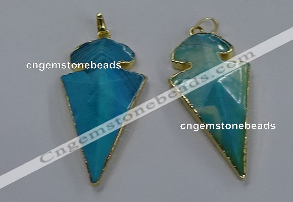 NGP3804 25*50mm - 28*55mm arrowhead agate gemstone pendants