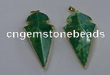 NGP3805 25*50mm - 28*55mm arrowhead agate gemstone pendants