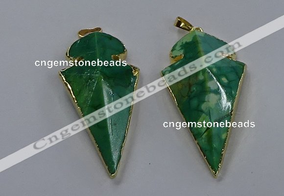 NGP3805 25*50mm - 28*55mm arrowhead agate gemstone pendants