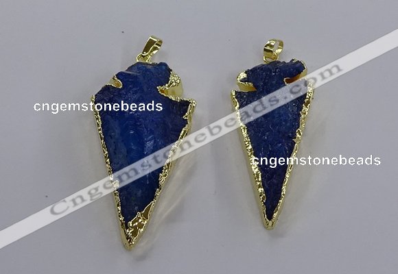 NGP3818 25*45mm - 30*60mm arrowhead dyed white crystal pendants