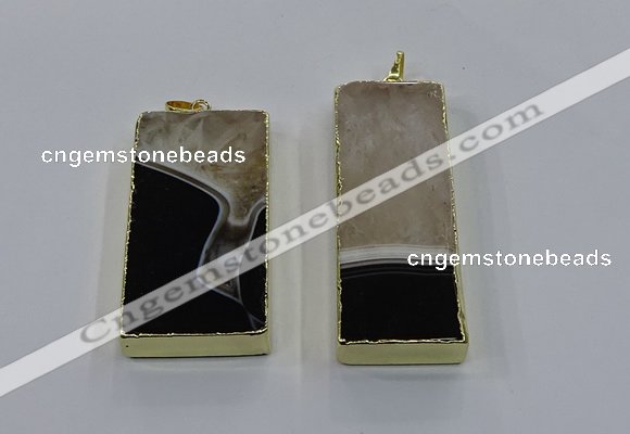 NGP3928 25*55mm - 30*60mm rectangle druzy agate pendants