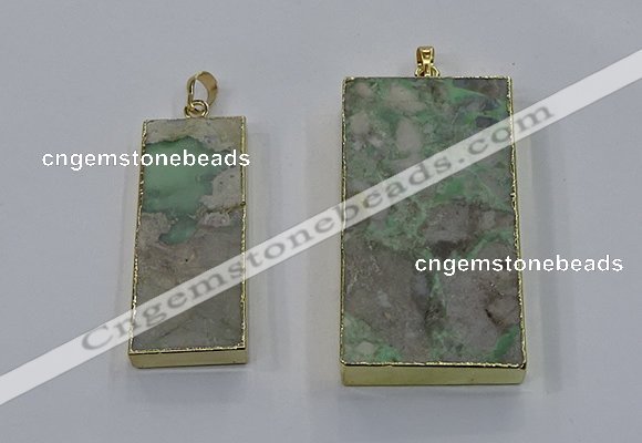 NGP3930 20*45mm - 30*60mm rectangle green gemstone pendants