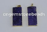 NGP3954 20*50mm - 25*45mm rectangle druzy agate gemstone pendants