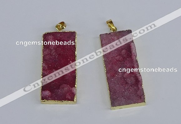 NGP3955 20*50mm - 25*45mm rectangle druzy agate gemstone pendants