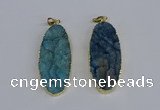 NGP3966 22*45mm - 25*50mm oval druzy agate pendants wholesale