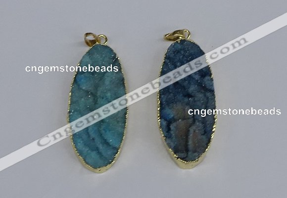 NGP3966 22*45mm - 25*50mm oval druzy agate pendants wholesale