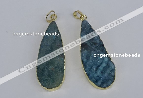 NGP3976 20*40mm - 25*50mm flat teardrop druzy agate pendants