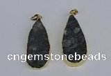 NGP3979 20*40mm - 25*50mm flat teardrop druzy agate pendants