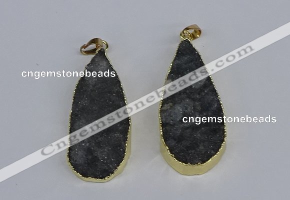 NGP3979 20*40mm - 25*50mm flat teardrop druzy agate pendants