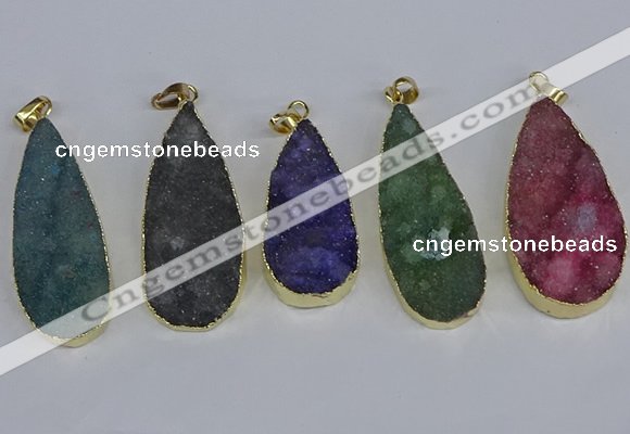 NGP3980 20*40mm - 25*50mm flat teardrop druzy agate pendants