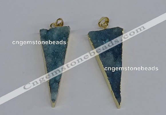 NGP3986 20*48mm - 25*50mm triangle druzy agate pendants wholesale