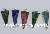 NGP3990 20*48mm - 25*50mm triangle druzy agate pendants wholesale