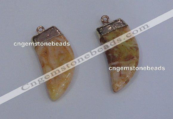 NGP4001 15*30mm - 16*35mm horn druzy quartz gemstone pendants
