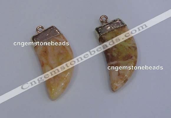 NGP4001 15*30mm - 16*35mm horn druzy quartz gemstone pendants