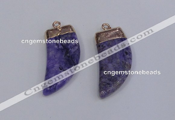 NGP4002 15*30mm - 16*35mm horn druzy quartz gemstone pendants