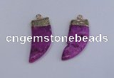 NGP4003 15*30mm - 16*35mm horn druzy quartz gemstone pendants