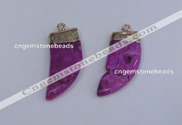 NGP4003 15*30mm - 16*35mm horn druzy quartz gemstone pendants