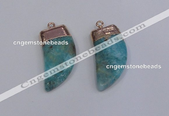 NGP4004 15*30mm - 16*35mm horn druzy quartz gemstone pendants