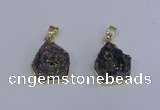 NGP4009 15*16mm freeform druzy quartz gemstone pendants