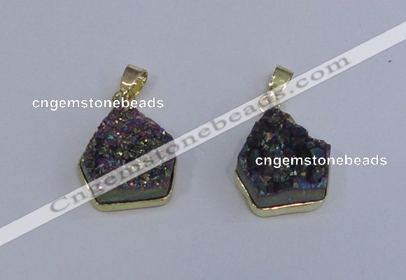 NGP4009 15*16mm freeform druzy quartz gemstone pendants