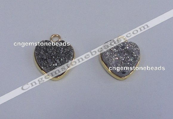 NGP4015 15*15mm heart druzy quartz gemstone pendants