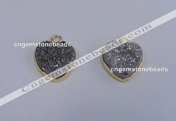 NGP4015 15*15mm heart druzy quartz gemstone pendants