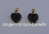 NGP4016 15*15mm heart druzy quartz gemstone pendants