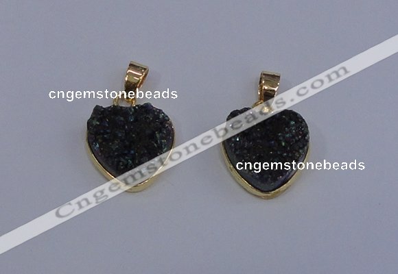 NGP4016 15*15mm heart druzy quartz gemstone pendants