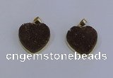 NGP4022 20*20mm heart druzy quartz gemstone pendants