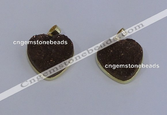 NGP4022 20*20mm heart druzy quartz gemstone pendants