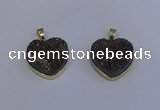 NGP4023 20*20mm heart druzy quartz gemstone pendants