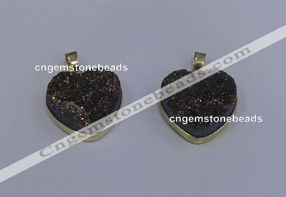 NGP4023 20*20mm heart druzy quartz gemstone pendants