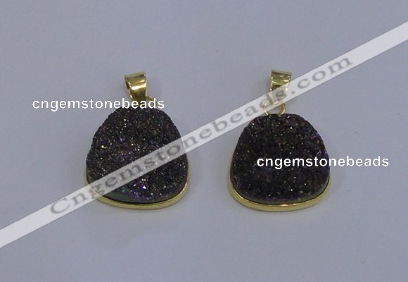 NGP4028 18*19mm freeform druzy quartz gemstone pendants