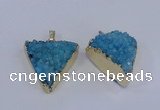 NGP4050 25*30mm – 30*35mm triangle druzy quartz pendants