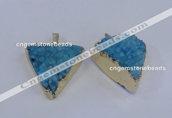 NGP4050 25*30mm – 30*35mm triangle druzy quartz pendants