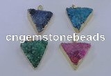 NGP4055 25*30mm – 30*35mm triangle druzy quartz pendants