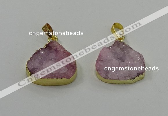 NGP4084 18*22mm - 20*24mm flat teardrop druzy quartz pendants