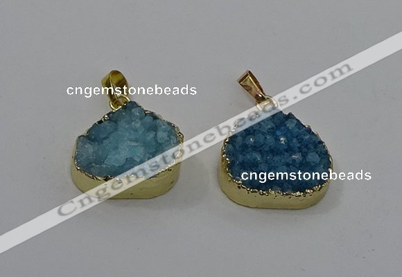 NGP4085 18*22mm - 20*24mm flat teardrop druzy quartz pendants