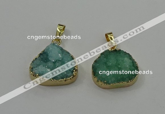 NGP4086 18*22mm - 20*24mm flat teardrop druzy quartz pendants