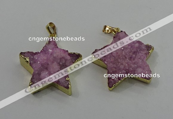 NGP4093 30*32mm - 32*35mm star druzy quartz pendants wholesale