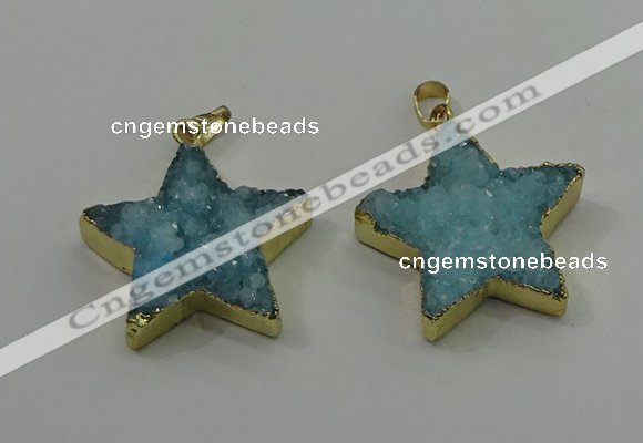 NGP4094 30*32mm - 32*35mm star druzy quartz pendants wholesale