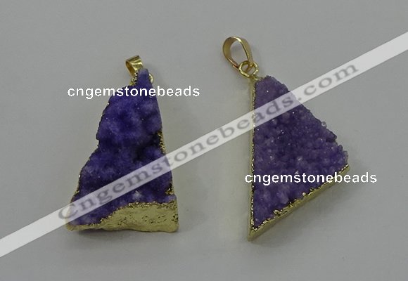 NGP4102 22*35mm - 24*40mm triangle druzy quartz pendants wholesale