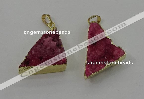 NGP4103 22*35mm - 24*40mm triangle druzy quartz pendants wholesale